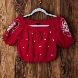 Topshop Gypsy Bohemian Embroidered Crop Top - Size 6